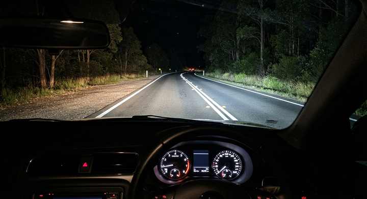 Driving at night with LED lights